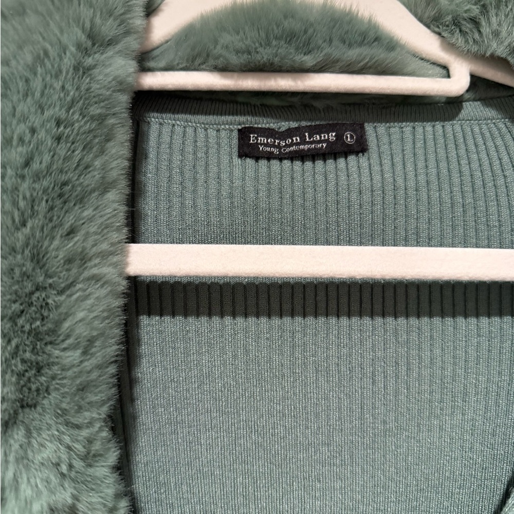 Emerson Lang Green Ribbed Sweater